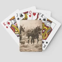 Working Amish Horses Sepia Poker Cards