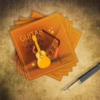 Acoustic Guitar Words and Music Amber ID570 Square Business Card