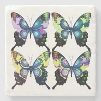 Realm of Morpho Blue Elegant Butterflies Stone Coaster