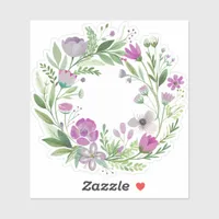 Purple Wildflower Wreath Custom-Cut Vinyl Sticker