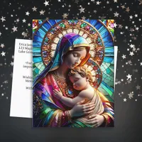 Virgin Mary and Baby Jesus | Religious Christmas Postcard