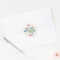 Christmas tree branch with snowflake decorations classic round sticker