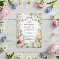Spring Wildflowers Watercolor Floral Bridal Shower Invitation