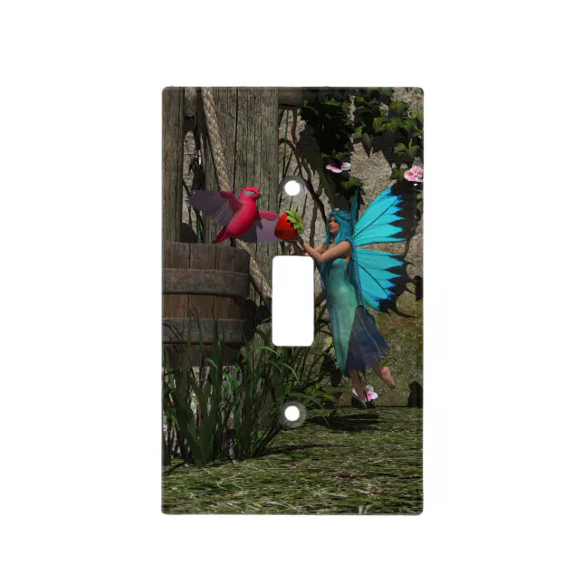 Cute Fairy Feeding a Bird Light Switch Cover