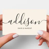 Modern Girly Ivory Cream Minimalist Calligraphy Business Card