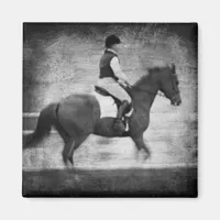 Dressage in Black and White Grunge Magnet