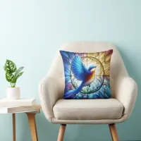 Vibrant Stained Glass Window Featuring Colorful Bl Throw Pillow