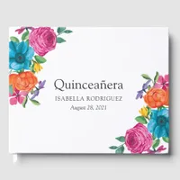 Watercolor Floral Fiesta Quinceañera Guest Book