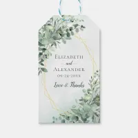 Dusty Blue Eucalyptus Greenery Geometric Wedding  Gift Tags