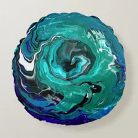 Blue Eternity | Abstract Art Round Pillow