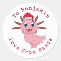 Axolotl Childs Name Love From Santa Christmas   Classic Round Sticker