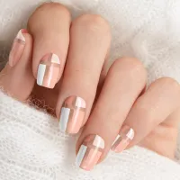 Blush Pink Rose Gold Foil Color Block Minx Nail Wraps