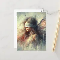 Fairy in a Blindfold with Paint Drips Postcard