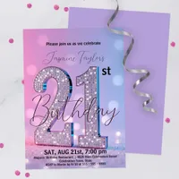 Dreamy Bokeh and Sequins 21st Birthday Celebration Invitation