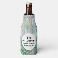 I'm Outdoorsy Lake & Woods Colored Pencil Drawing Bottle Cooler