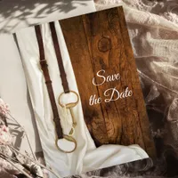 Satin and Horse Bit Western Wedding Save the Date Invitation