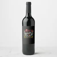 Let's Get Lit Drinking Santa Christmas Lights Wine Label
