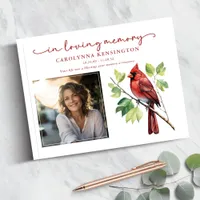 Red Cardinal Loving Memory Funeral Memorial Photo Guest Book