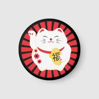 Lucky Cat White Maneki Neko Magnet