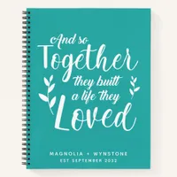 Teal Romantic Saying Couple's Scrapbook Notebook