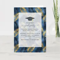 Tropical Blue and Gold Graduation Party Photo Invitation