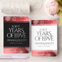 Elegant 40th Ruby Wedding Anniversary Celebration Foil Vow Books