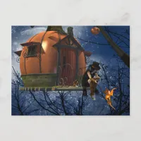 Cute Halloween Creature Encounter Holiday Postcard