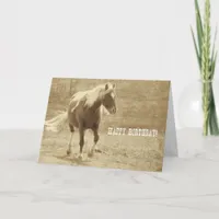 Sepia Pinto Pony Birthday Card