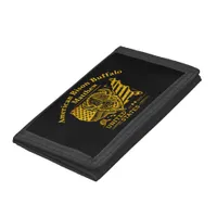 Golden Bison Illustration With USA Map and Flag Trifold Wallet