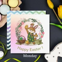 Easter bunny and chicks holiday card