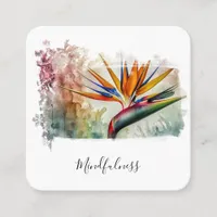 *~*  AP10 Flower Bird of Paradise Watercolor QR Square Business Card