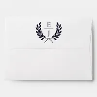 Navy Classic Monogram Wedding Invitations Envelope