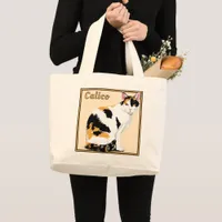 Calico Cat Personalized Large Tote Bag