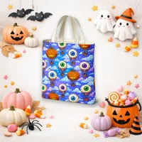 Blue Halloween Balloon Pattern Trick or Treat  Tote Bag