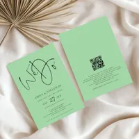 We Do QR Code Celadon Green Wedding  Invitation