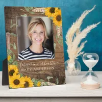 Rustic Sunflower Photo Memorial Tribute Plaque