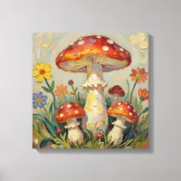  Cottage Core Mushrooms and Flowers Canvas Print