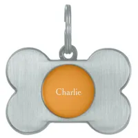 Custom Personalized Name Photo Art Light Orange Pet ID Tag