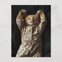 Adorable Ginger Cat in Pjs Postcard