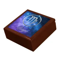 Grey Zodiac Virgo & sign on blue galaxy | Gift Box