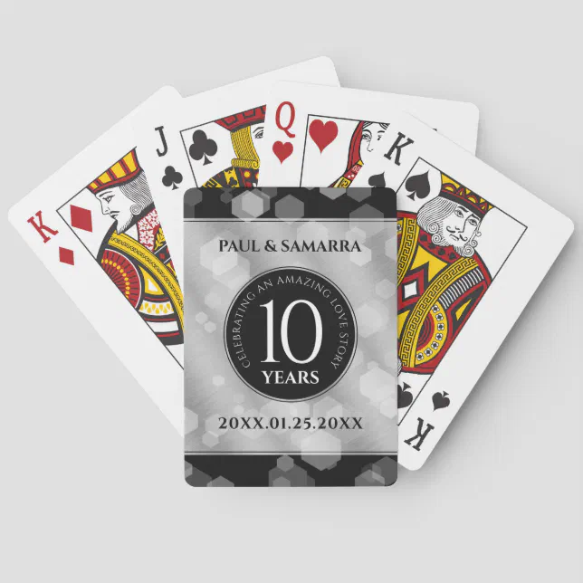 Elegant 10th Tin Wedding Anniversary Celebration Poker Cards