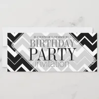 Black White Chevron Stylish Party Invitations