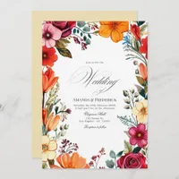 Elegant Floral Fiesta Wedding with QR Code Invitation