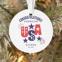 USA Citizenship Congratulations American Card Ornament