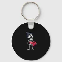 Funny Skeleton Men Women Skeleton Heart Valentines Keychain