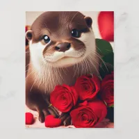 A beautiful Valentine Otter Postcard