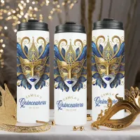 Masquerade Motif Quinceanera Blue Gold ID1031 Thermal Tumbler