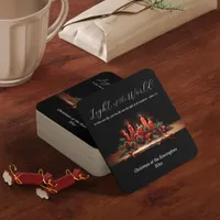 Traditional Bible Verse Christmas Holiday Square Paper Coaster