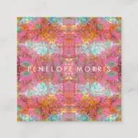 Colorful Boho Makeup Artist Square Business Card