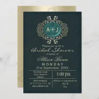 Teal Gold bridal shower  Invitation